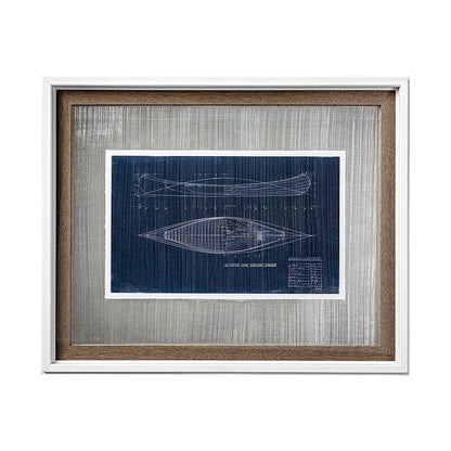 Mercana - Canoe Blueprint by Dayna a Hand Embellished Textured Framed Art Print Matted under Glass - 13725 view 1