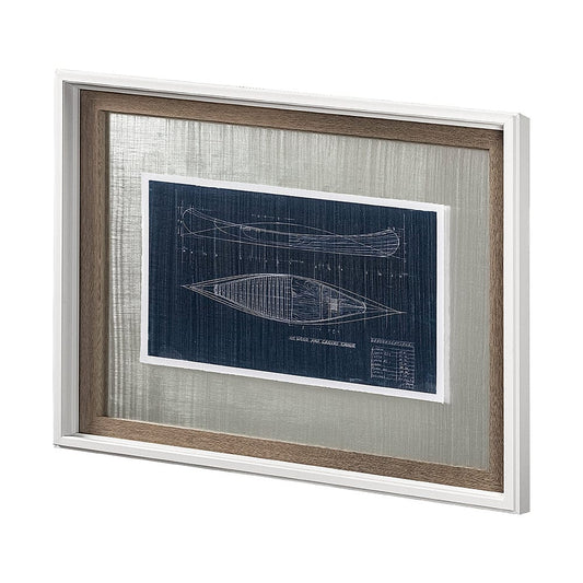 Mercana - Canoe Blueprint by Dayna a Hand Embellished Textured Framed Art Print Matted under Glass - 13725 view 2