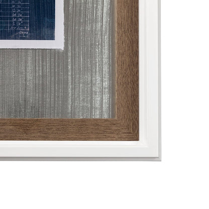 Mercana - Canoe Blueprint by Dayna a Hand Embellished Textured Framed Art Print Matted under Glass - 13725 view 3