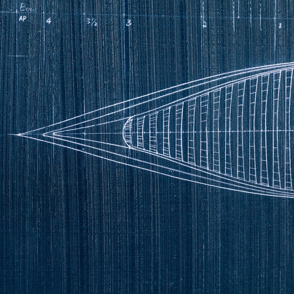 Mercana - Canoe Blueprint by Dayna a Hand Embellished Textured Framed Art Print Matted under Glass - 13725 view 7