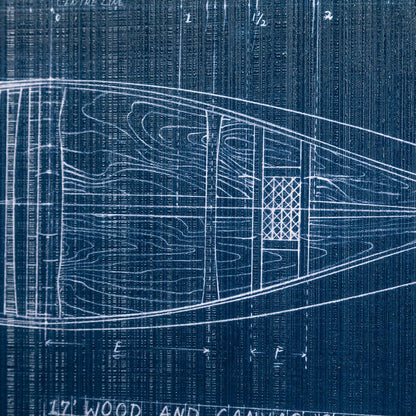 Mercana - Canoe Blueprint by Dayna a Hand Embellished Textured Framed Art Print Matted under Glass - 13725 view 8
