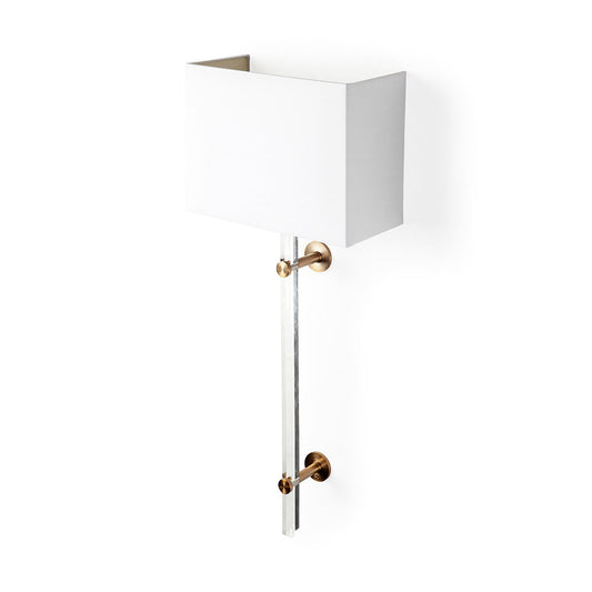 Mercana - Cantabria 12x30 White Shade Brass/Acrylic Wall Sconce - 67943_CLOSEOUT view 1