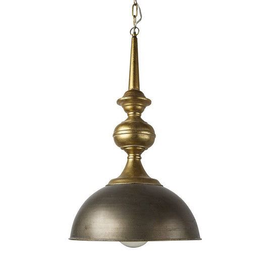 Mercana - Capsa 17x29 Antique Gold and Silver Toned Metal Dome Pendant Light - 65267 view 1