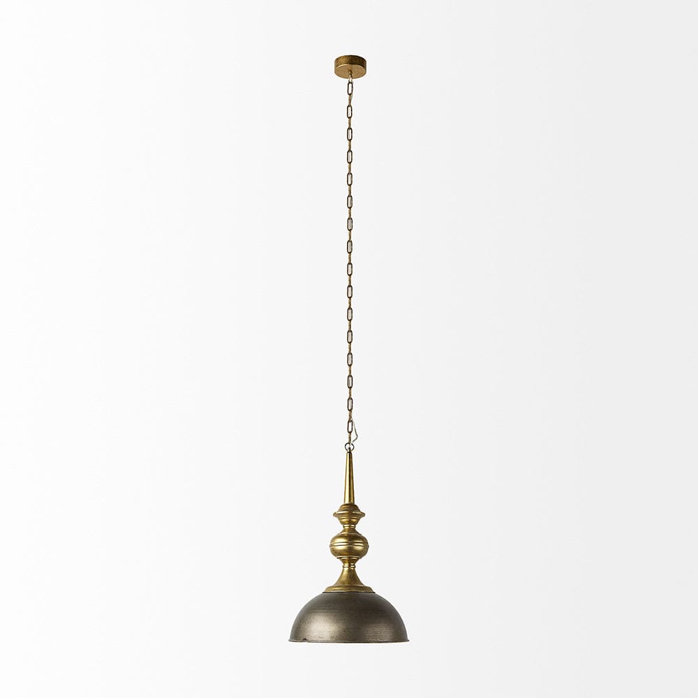 Mercana - Capsa 17x29 Antique Gold and Silver Toned Metal Dome Pendant Light - 65267 view 2