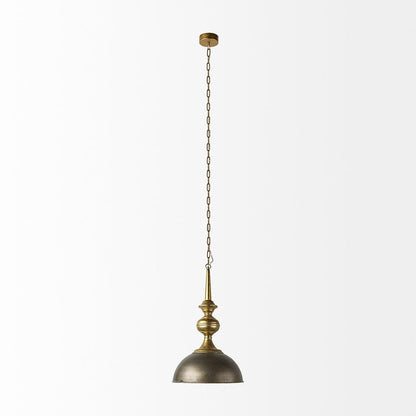 Mercana - Capsa 17x29 Antique Gold and Silver Toned Metal Dome Pendant Light - 65267 view 2