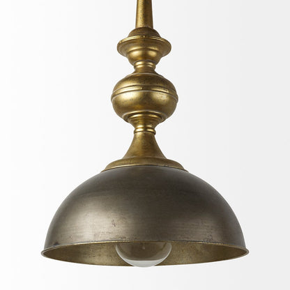 Mercana - Capsa 17x29 Antique Gold and Silver Toned Metal Dome Pendant Light - 65267 view 9
