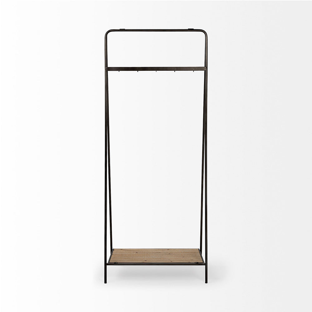 Mercana - Carell 31L x 18W Black Metal And Wood Shelf Hall Tree - 68821_CLOSEOUT view 4