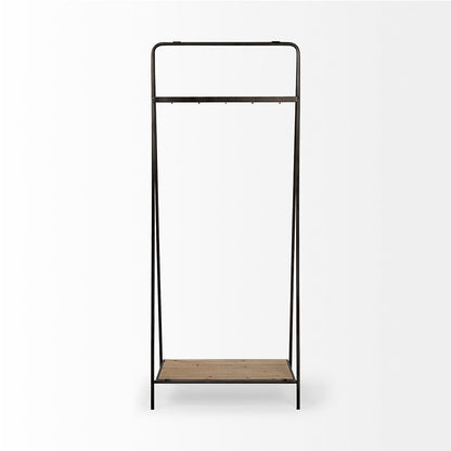 Mercana - Carell 31L x 18W Black Metal And Wood Shelf Hall Tree - 68821_CLOSEOUT view 4