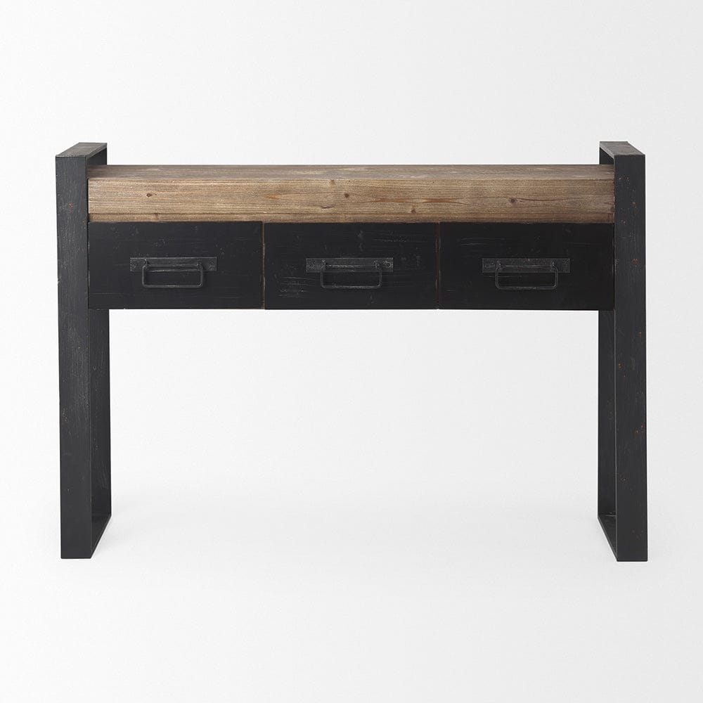 Mercana - Carga 48L x 12W Black Metal Frame Brown Wooden Top Console Table W/Storage - 50018_CLOSEOUT view 2