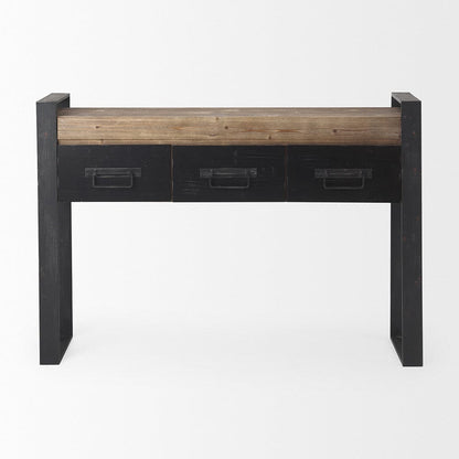 Mercana - Carga 48L x 12W Black Metal Frame Brown Wooden Top Console Table W/Storage - 50018_CLOSEOUT view 2