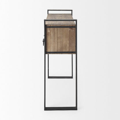Mercana - Carga 48L x 12W Black Metal Frame Brown Wooden Top Console Table W/Storage - 50018_CLOSEOUT view 3