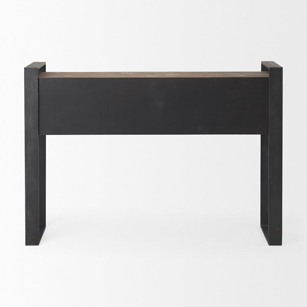 Mercana - Carga 48L x 12W Black Metal Frame Brown Wooden Top Console Table W/Storage - 50018_CLOSEOUT view 4