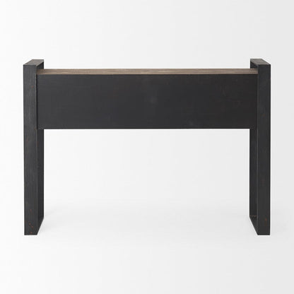 Mercana - Carga 48L x 12W Black Metal Frame Brown Wooden Top Console Table W/Storage - 50018_CLOSEOUT view 4
