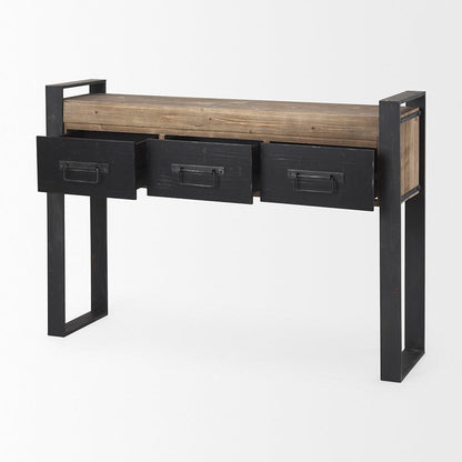 Mercana - Carga 48L x 12W Black Metal Frame Brown Wooden Top Console Table W/Storage - 50018_CLOSEOUT view 6