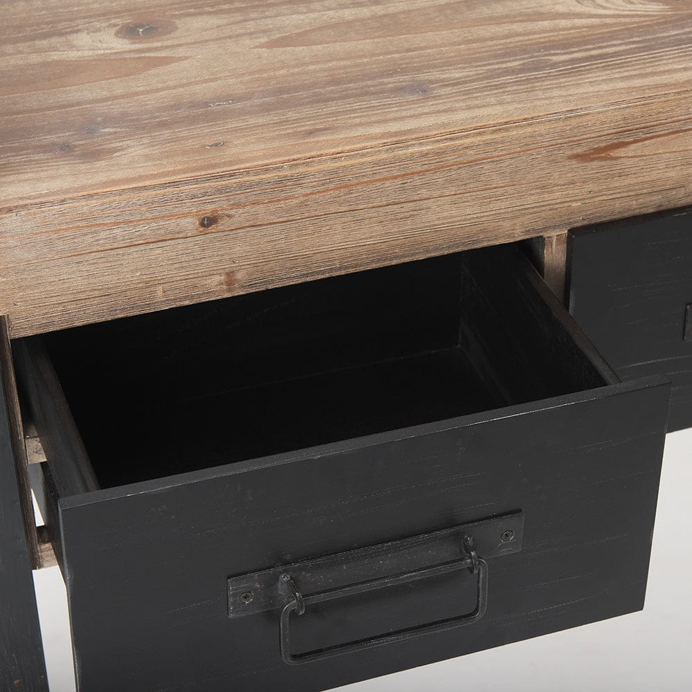 Mercana - Carga 48L x 12W Black Metal Frame Brown Wooden Top Console Table W/Storage - 50018_CLOSEOUT view 9