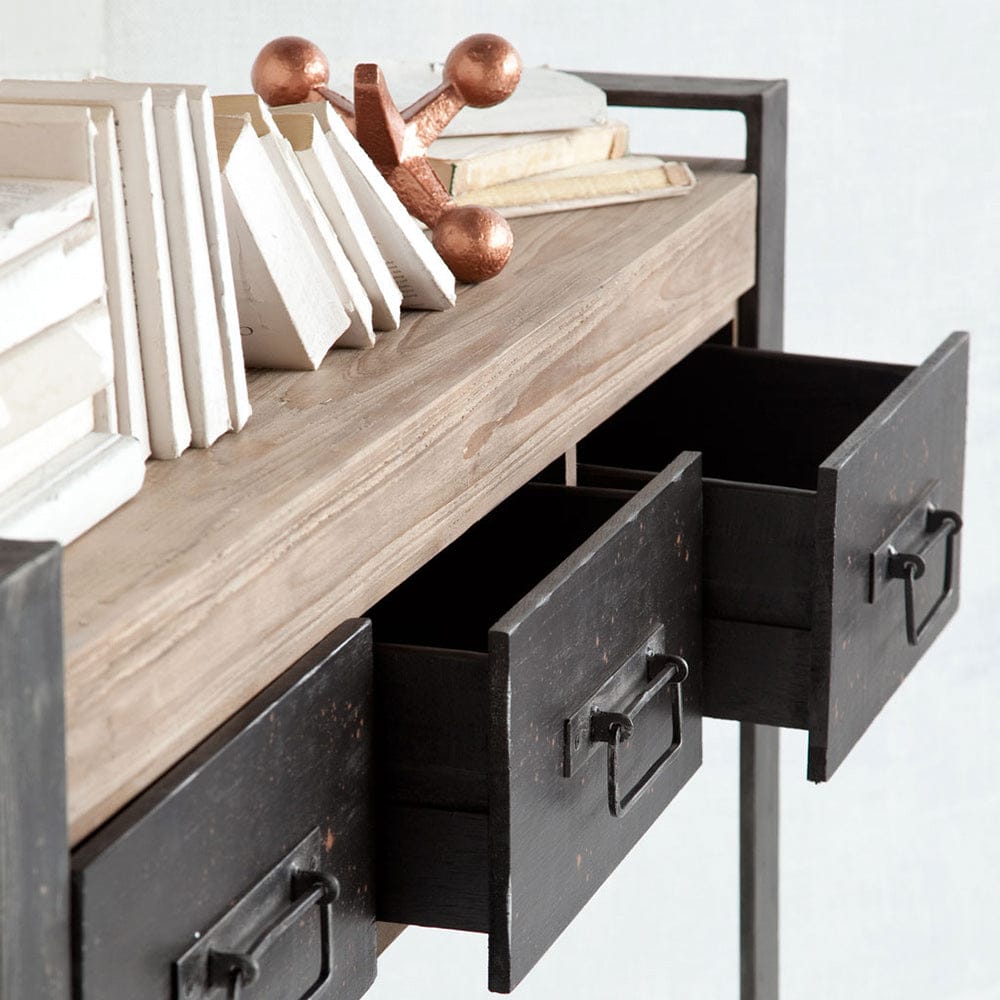 Mercana - Carga 48L x 12W Black Metal Frame Brown Wooden Top Console Table W/Storage - 50018_CLOSEOUT view 13