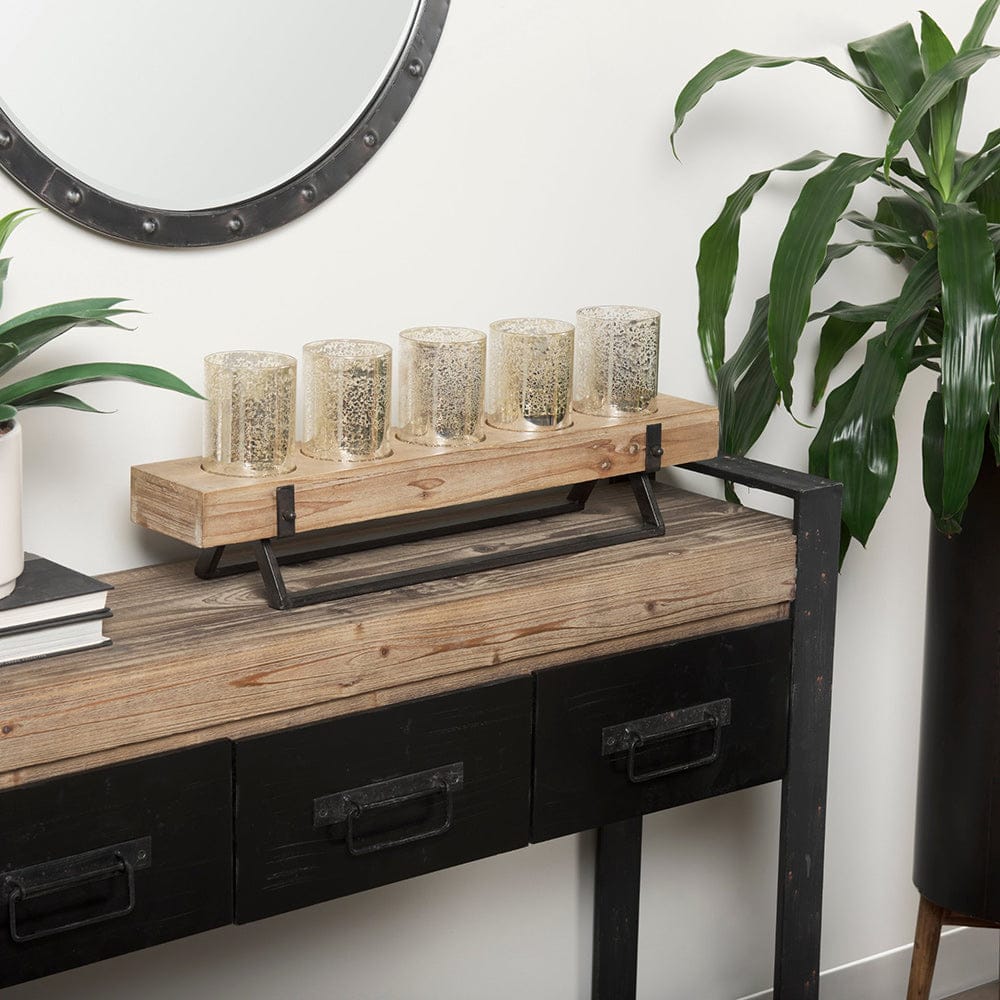 Mercana - Carga 48L x 12W Black Metal Frame Brown Wooden Top Console Table W/Storage - 50018_CLOSEOUT view 14