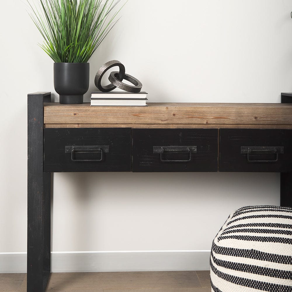 Mercana - Carga 48L x 12W Black Metal Frame Brown Wooden Top Console Table W/Storage - 50018_CLOSEOUT view 15