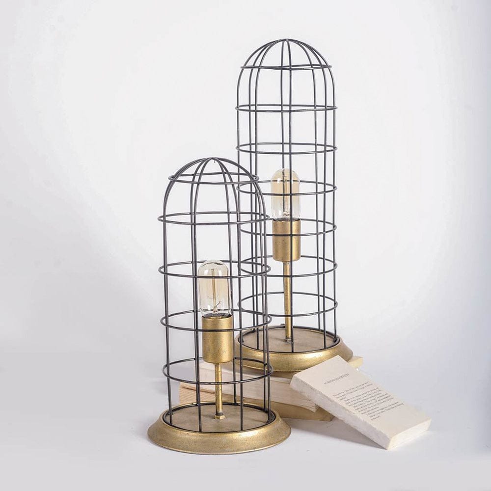 Mercana - Carkner I 38"H Gun-Metal Grey Cylindrical Metal Cage Table Lamp - 65378 view 3