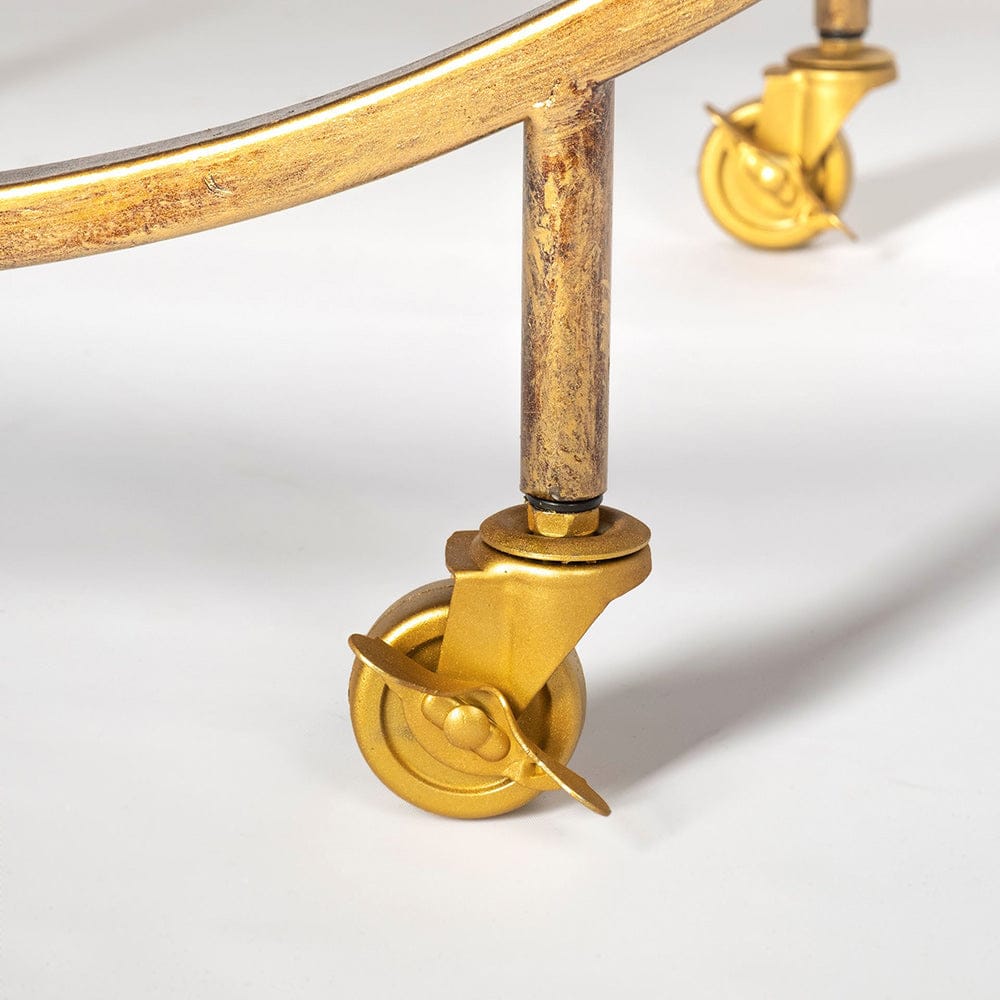 Mercana - Carola Gold Frame Two-Tier Glass Shelves w/Stemware Holder Bar Cart - 50363_CLOSEOUT view 6