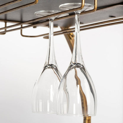 Mercana - Carola Gold Frame Two-Tier Glass Shelves w/Stemware Holder Bar Cart - 50363_CLOSEOUT view 7