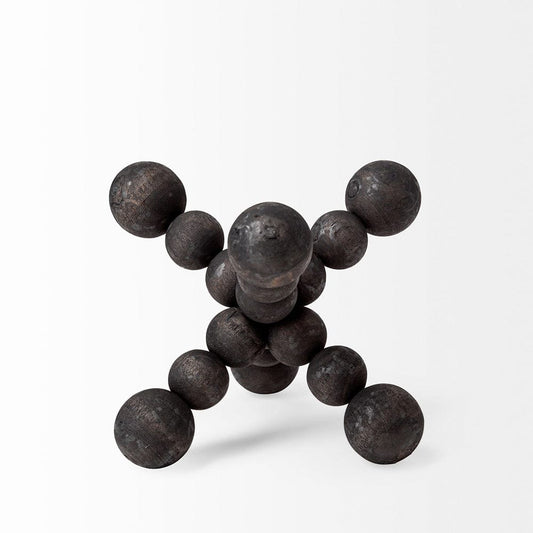 Mercana - Carollan I Small 7L x 7W Black Geometric Wood Ball Jack - 68670 view 2