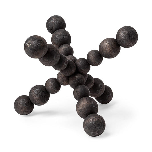 Mercana - Carollan II Large 9L x 9W Black Geometric Wood Ball Jack - 68671 view 1