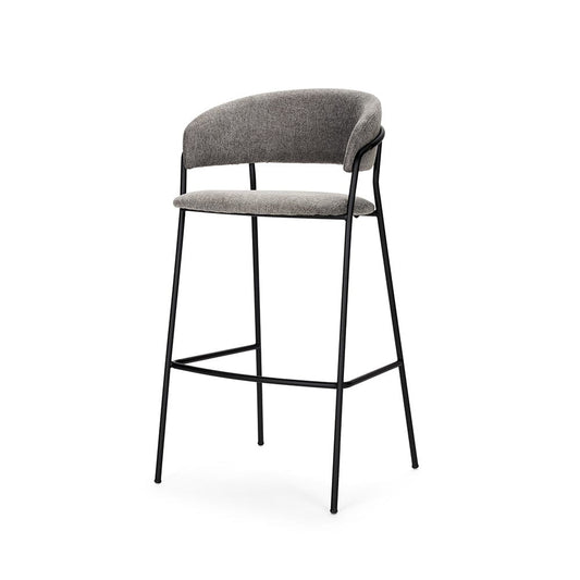 Mercana - Carolyn Bar Stool w/ Gray Fabric & Matte Black Metal - 70464_CLOSEOUT view 1