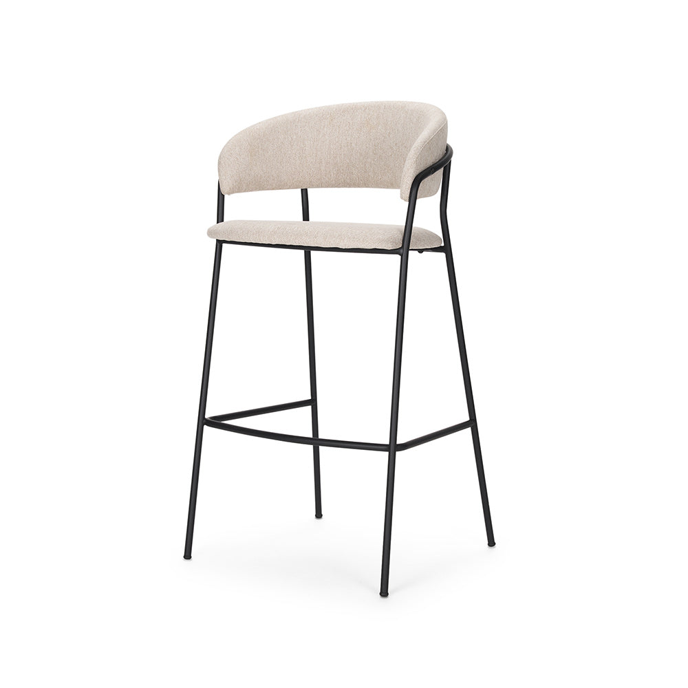 Mercana - Carolyn Bar Stool w/ Oatmeal Fabric & Matte Black Metal - 70246 view 1