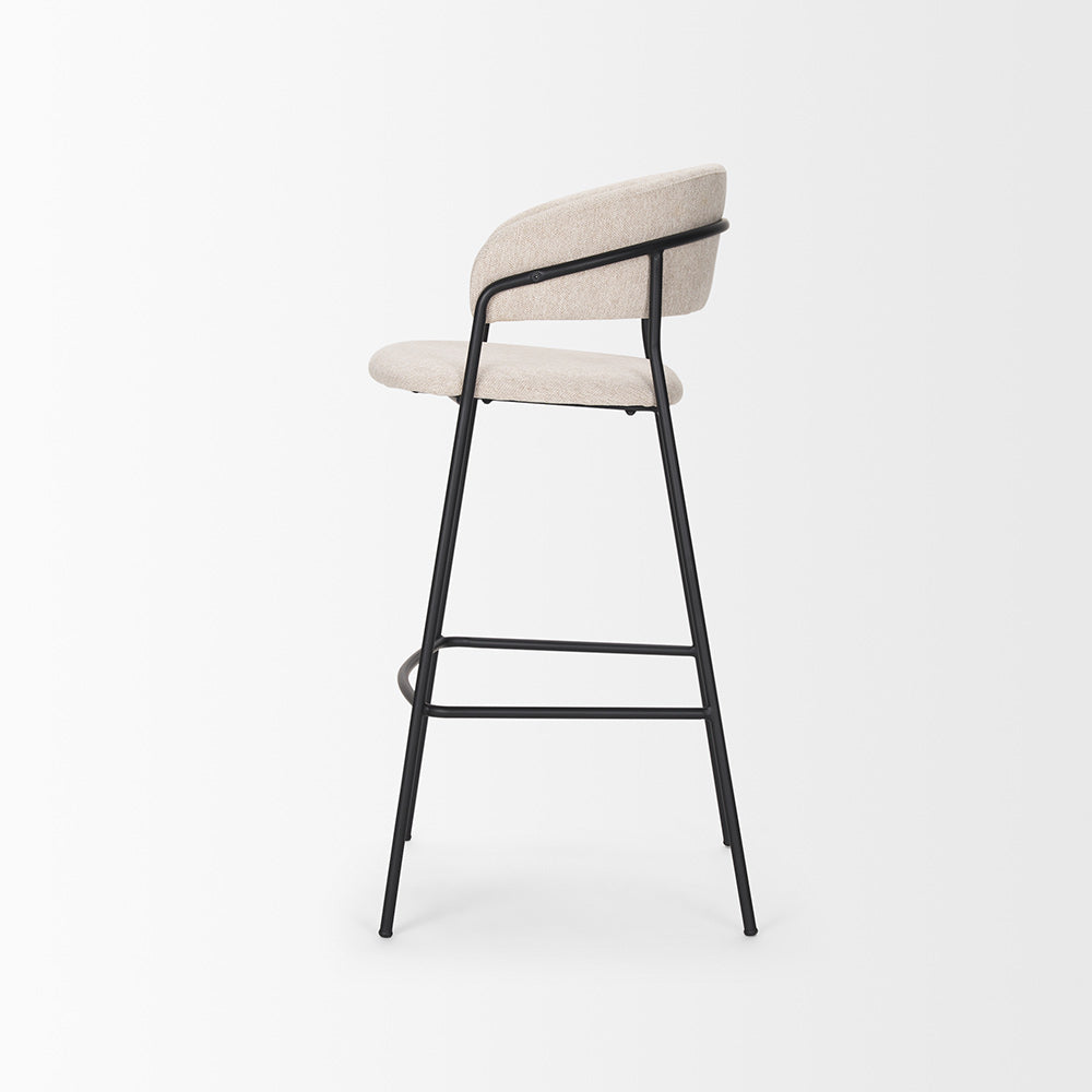 Mercana - Carolyn Bar Stool w/ Oatmeal Fabric & Matte Black Metal - 70246 view 3