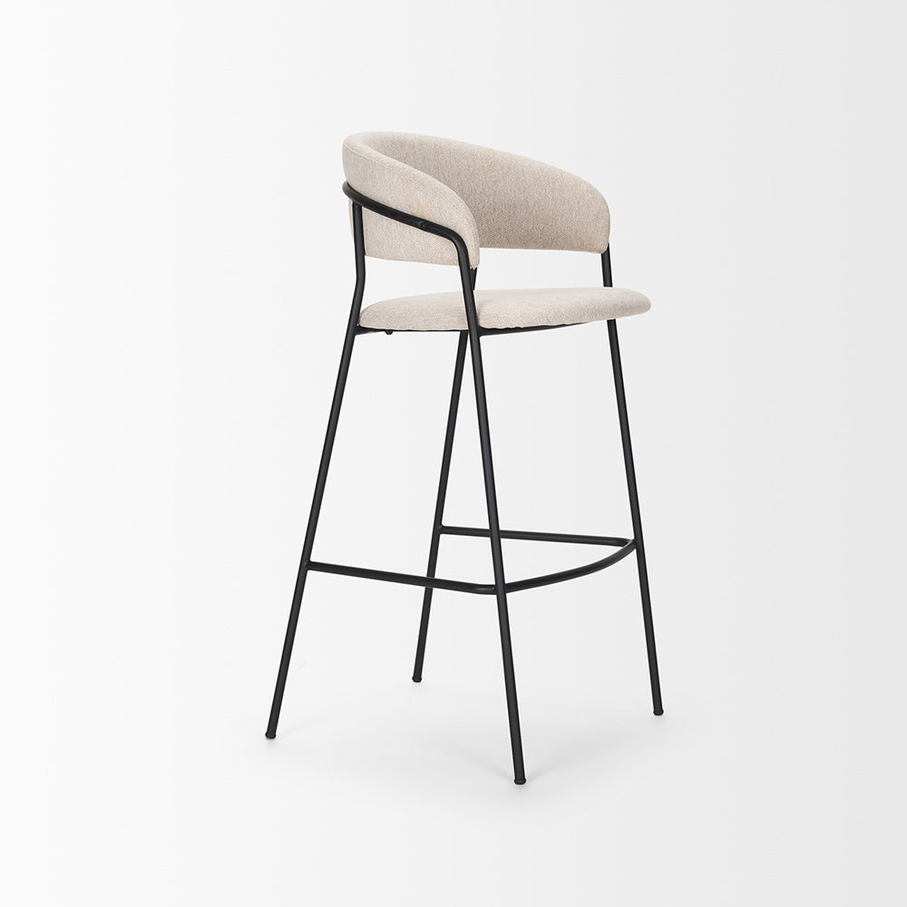 Mercana - Carolyn Bar Stool w/ Oatmeal Fabric & Matte Black Metal - 70246 view 6