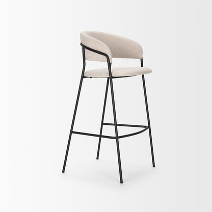 Mercana - Carolyn Bar Stool w/ Oatmeal Fabric & Matte Black Metal - 70246 view 6