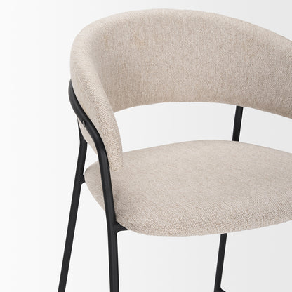 Mercana - Carolyn Bar Stool w/ Oatmeal Fabric & Matte Black Metal - 70246 view 7