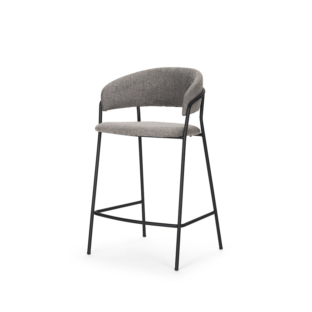 Mercana - Carolyn Counter Stool w/ Gray Fabric & Matte Black Metal - 70463_CLOSEOUT view 1