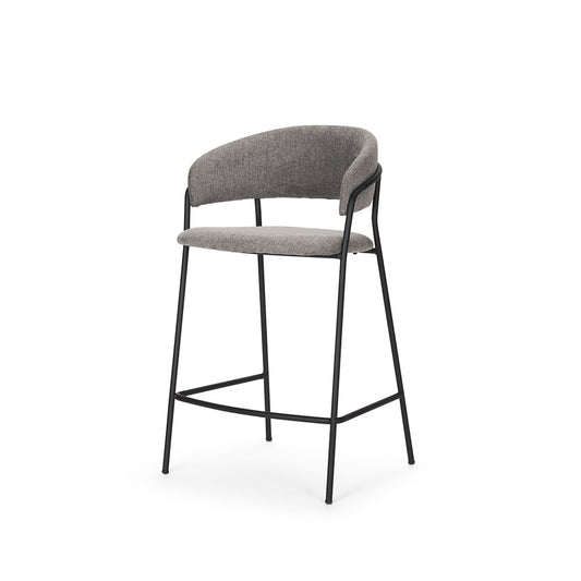 Mercana - Carolyn Counter Stool w/ Gray Fabric & Matte Black Metal - 70463_CLOSEOUT view 1