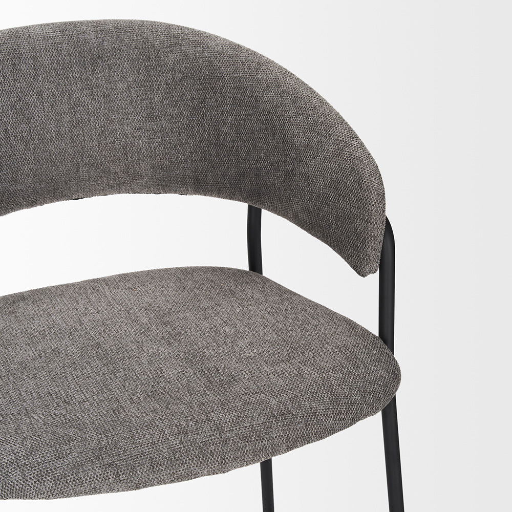 Mercana - Carolyn Counter Stool w/ Gray Fabric & Matte Black Metal - 70463_CLOSEOUT view 2