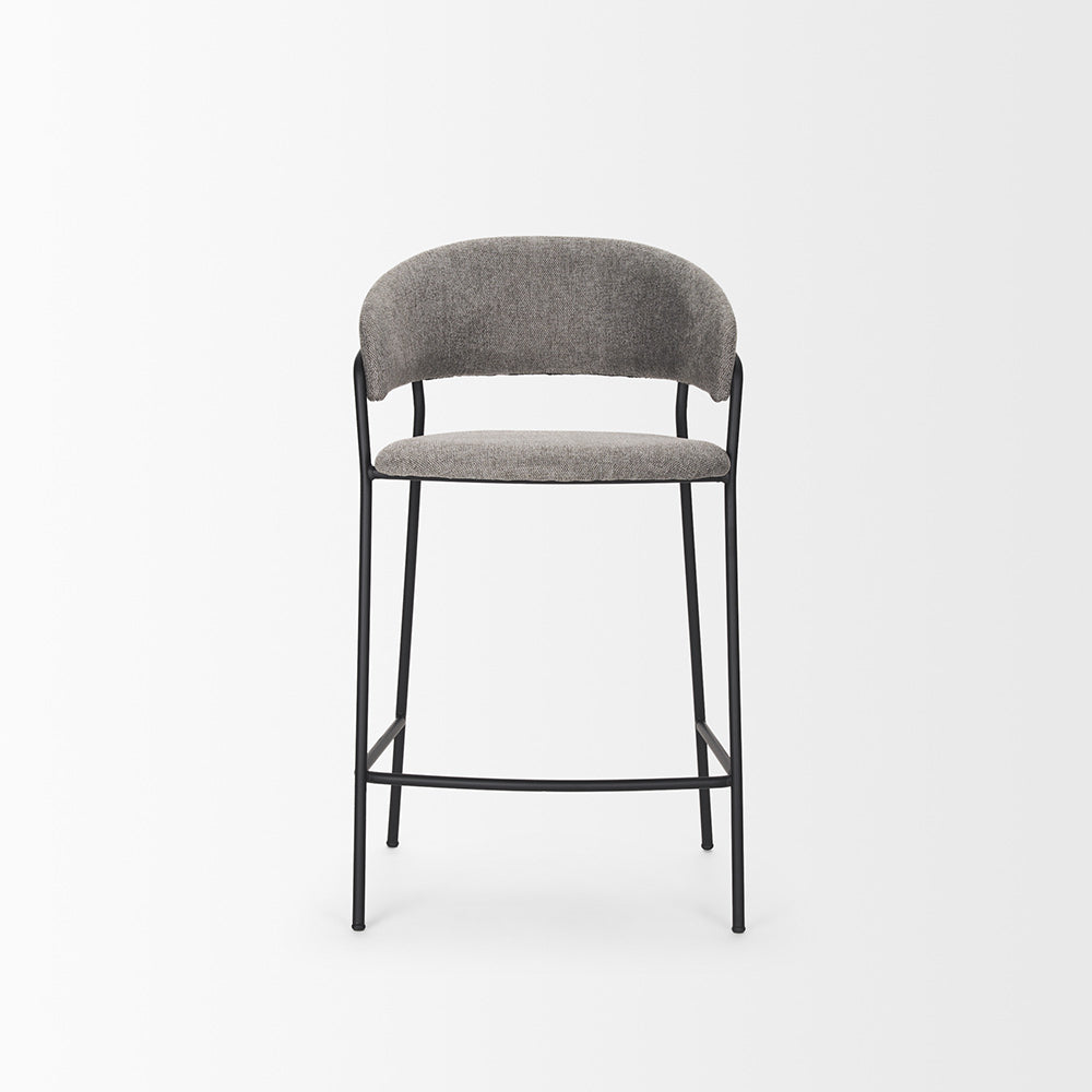 Mercana - Carolyn Counter Stool w/ Gray Fabric & Matte Black Metal - 70463_CLOSEOUT view 5