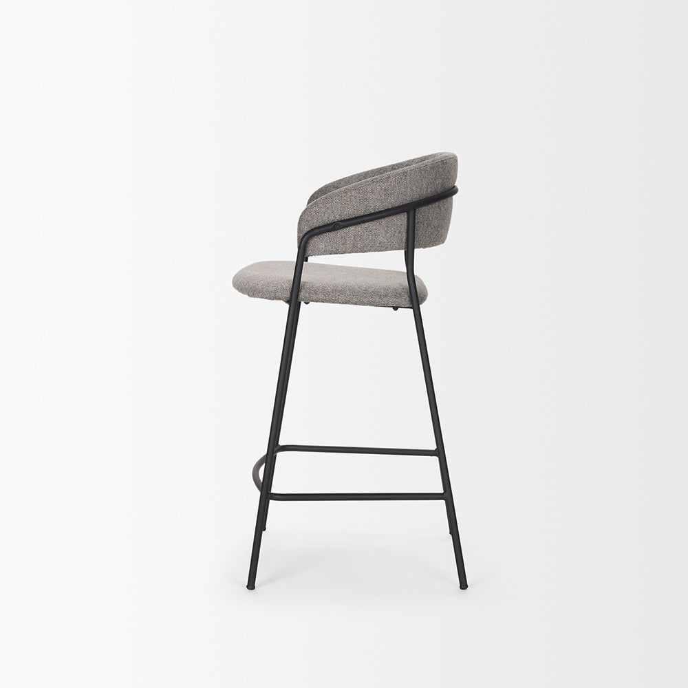 Mercana - Carolyn Counter Stool w/ Gray Fabric & Matte Black Metal - 70463_CLOSEOUT view 6