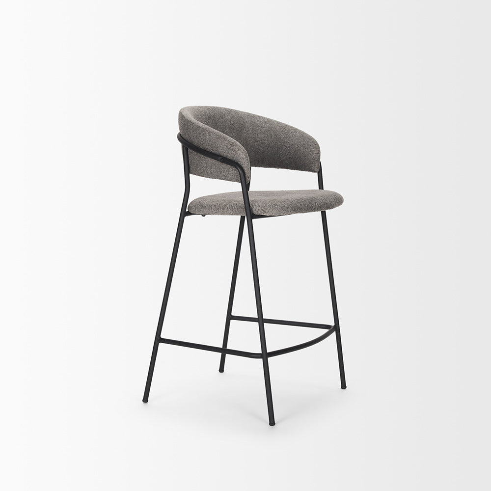 Mercana - Carolyn Counter Stool w/ Gray Fabric & Matte Black Metal - 70463_CLOSEOUT view 9