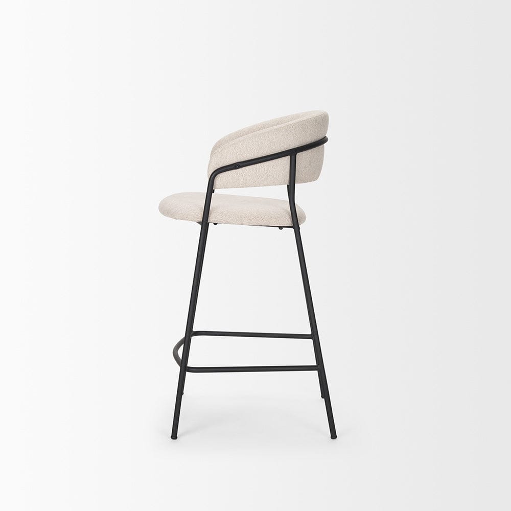 Mercana - Carolyn Counter Stool w/ Oatmeal Fabric & Matte Black Metal - 70245 view 3