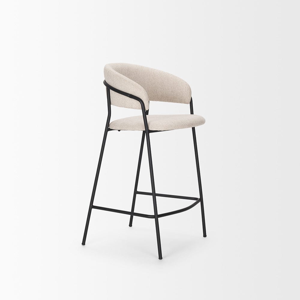 Mercana - Carolyn Counter Stool w/ Oatmeal Fabric & Matte Black Metal - 70245 view 6