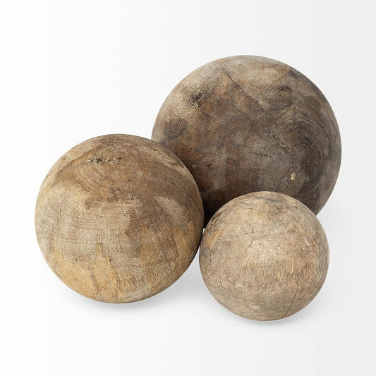 Mercana - Carrick Natural Wood Decorative Spheres (Set of 3) - 68856 view 2