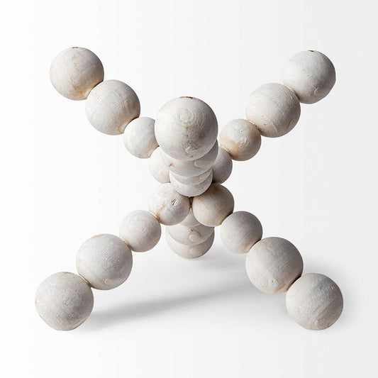 Mercana - Carrollton II Large 9L x 9W Off-White Geometric Wood Ball Jack - 68669 view 2