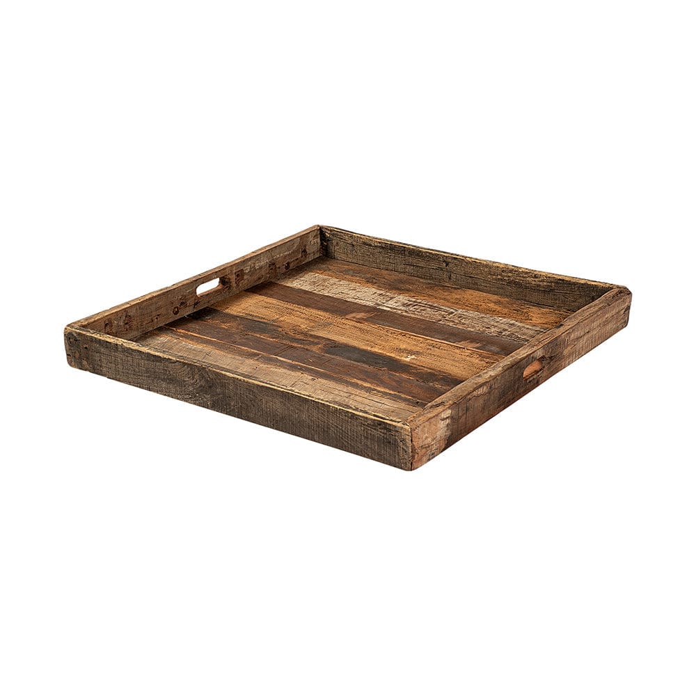 Mercana - Carson Large 30L x 30W Brown Reclaimed Wood Tray - 68862 view 1