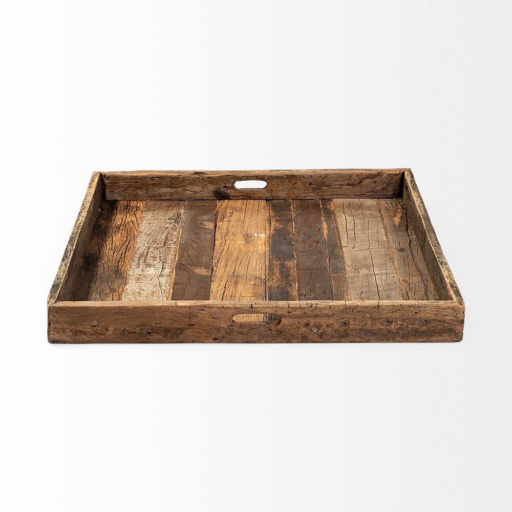 Mercana - Carson Large 30L x 30W Brown Reclaimed Wood Tray - 68862 view 2