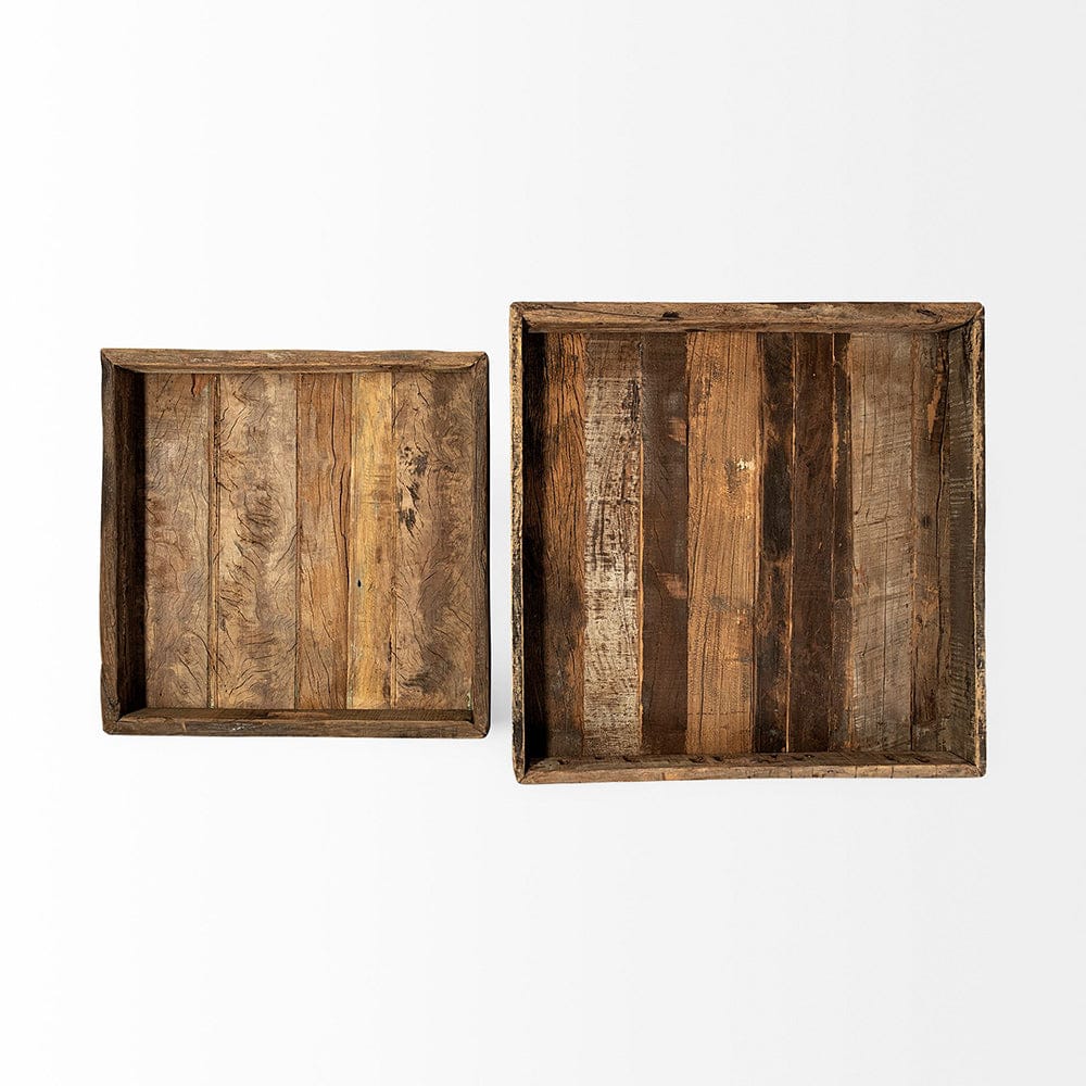 Mercana - Carson Large 30L x 30W Brown Reclaimed Wood Tray - 68862 view 4