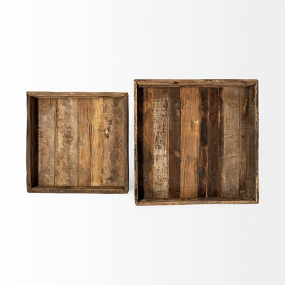 Mercana - Carson Large 30L x 30W Brown Reclaimed Wood Tray - 68862 view 4