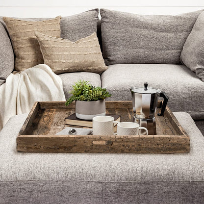 Mercana - Carson Large 30L x 30W Brown Reclaimed Wood Tray - 68862 view 8