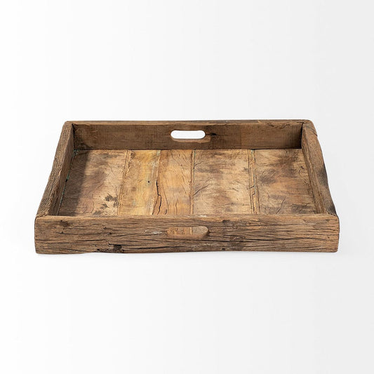 Mercana - Carson Small 24L x 24W Brown Reclaimed Wood Tray - 68861 view 2