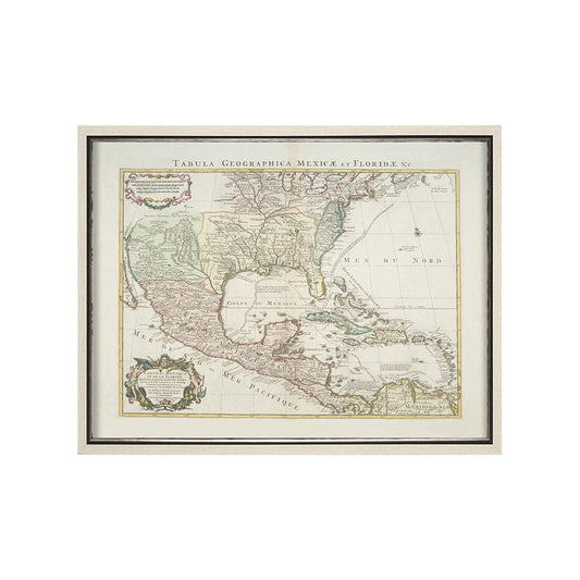 Mercana - Carte Du Mexique Et De La Floride by Mercana Studio a Hand Embellished Textured Framed Art Print - 15176 view 1